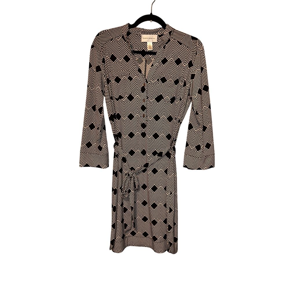 Donna Morgan Black and White Geometric Mini Dress